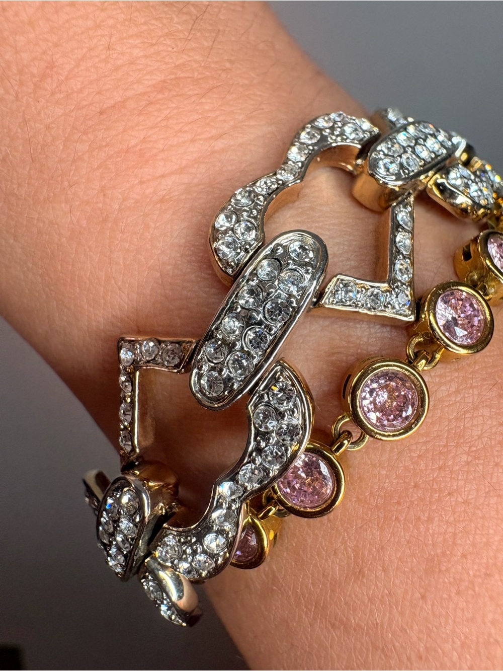 Crystal Silver/Gold-Tone Bracelet